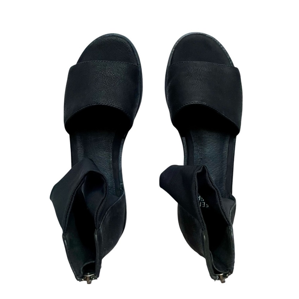 Eileen Fisher Nubuck Leather Zip Back Sign Flats Sandals - Picture 2 of 5